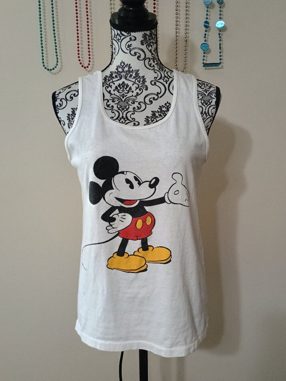 Vintage Disney Mickey Mouse White Tank Top Sz. Medium